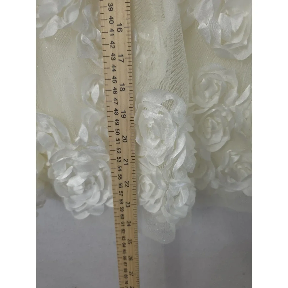 Nannette cream and‎ white girls' dress a sparkling waistband and 3D floral Sz 6X